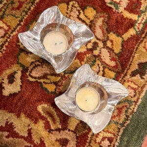 Elegant Silver Glass Candle Holders & free mini candles with